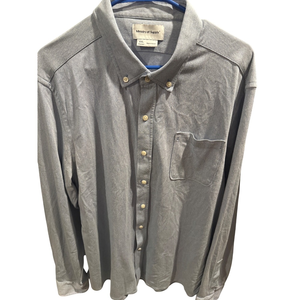 Ministry of Supply Archive Dress Shirt XXL Blue White Stripe Button Down Shirt